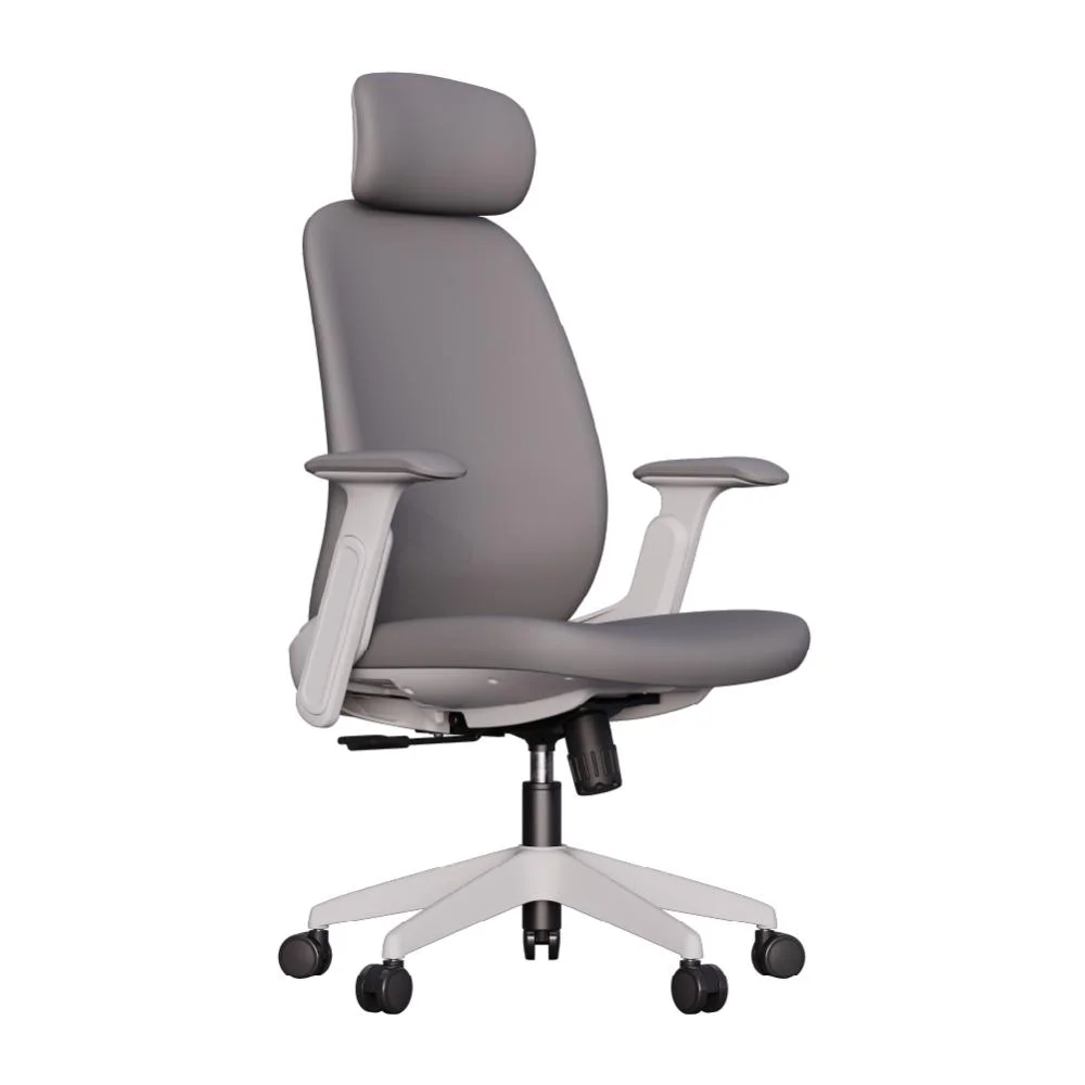 Cadeira Escritório Ergonômica Confortável Elements Belena - Branco E Cinza