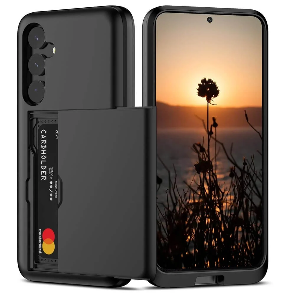 Capa Carteira com Compartimento Espaço para Guardar Cartão de Crédito para o Samsung Galaxy S25 - Cor: Preto