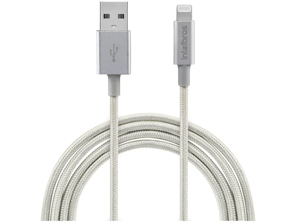 Cabo USB Lightning, Intelbras Eual15nb, 1.5m, Nylon, Branco