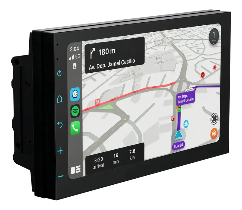 Central Multimídia Carplay 7 Polegadas Espelhamento De Celular Bluetooth Aplicativo Comando De Volante Entrada Câmera Ré