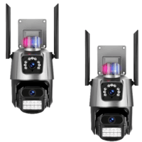 Kit 2 Câmera De Segurança Externa Lente Dupla 4k LED Sirene Policial