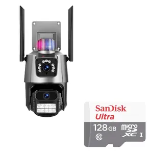 Câmera De Segurança Externa Lente Dupla 4k LED Sirene Policial