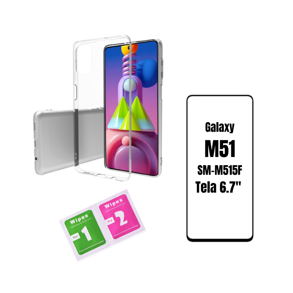 Capinha Fininha Silicone + Pelicula 3d Compatível Samsung Gaalxy M51