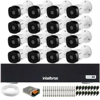 Kit 16 Câmeras Intelbras Vhl 1120 B Hd 720p Visão Noturna 20m + Dvr Intelbras Mhdx 1016-c 16 Canais