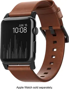 Nomad - Multiira De Couro Moderna Para Apple Watch 42 Mm E 44 Mm - Marrom Com Alças Pretas-strap-aw-42mm-ns-hor-brn-bl