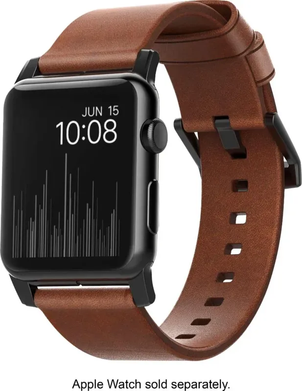 Nomad - Multiira De Couro Moderna Para Apple Watch 42 Mm E 44 Mm - Marrom Com Alças Pretas-strap-aw-42mm-ns-hor-brn-bl
