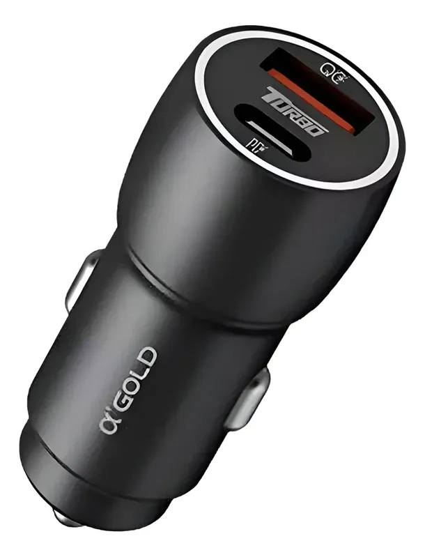 Carregador Veicular Turbo Gold 60w 9.1a Agold Cj13-4 Preto