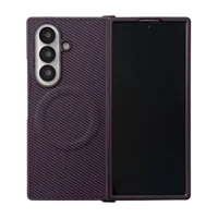 Capa Protetora para o Samsung Z Fold 7 com Carregamento Magnético em Fibra de Carbono - Compatível com Magsafe Cor: Roxo