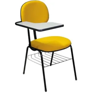 Cadeira Secretária Design Office Móveis Com Base Fixa Em S Linha Classic Amarelo