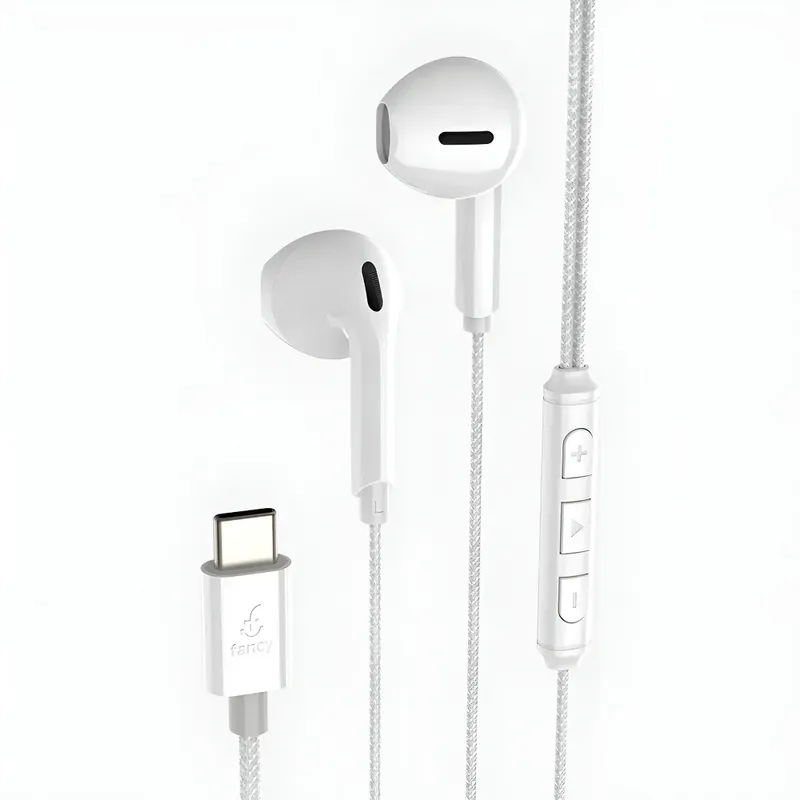 Fone Com Fio Entrada Tipo C Fancy - Branco