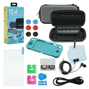 Kit Acessórios Para Nintendo Switch Lite 12 Em 1 Case Capa Película Fone Caps Cabo Usb