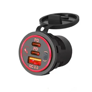 Tomada Carregador Turbo Automotivo Usb-c Dupla 12v/24v 112w Cor:vermelho