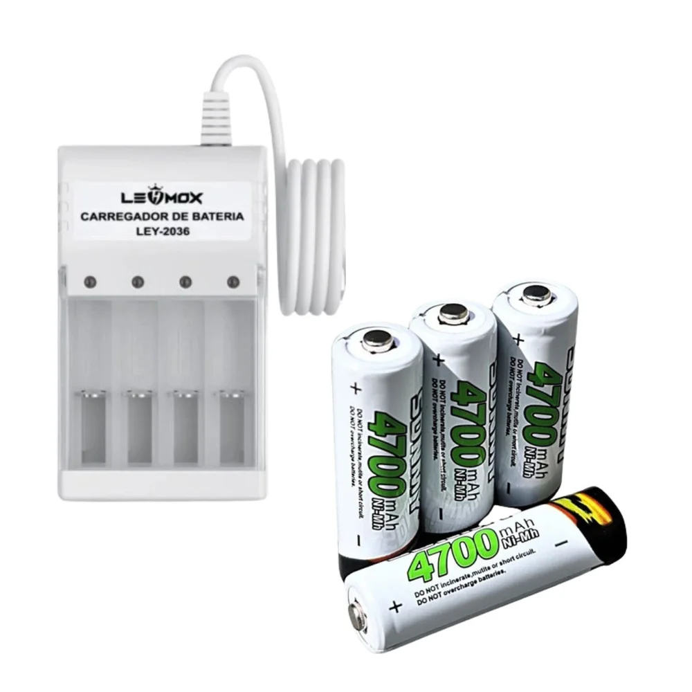 Kit Carregador De Pilhas Mais Baterias 4700 E 2700 - Carregador + Pilha 2700 E 4700
