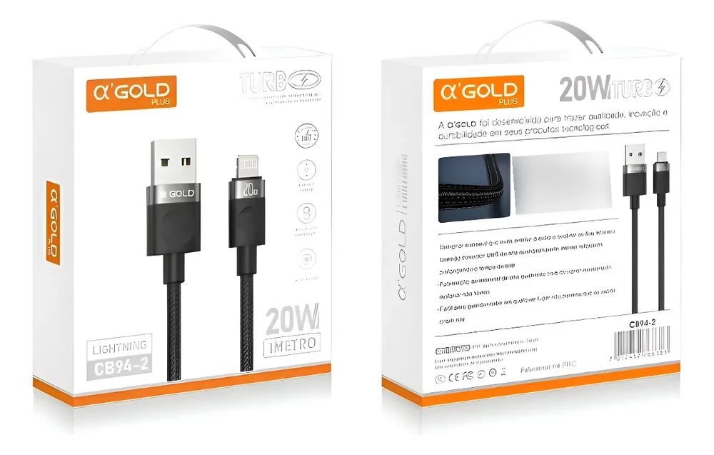 Cabo A'gold Usb Lightning 1m Turbo Premium 20w - Cb77-2