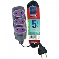 Extensao Tripla Pl 2 X 0,75mm 5 Metros No Shock Daneva