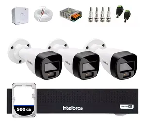Kit Intelbras 3 Câmeras Full Color C/ Audio Dvr 4ch 1104c C/hd