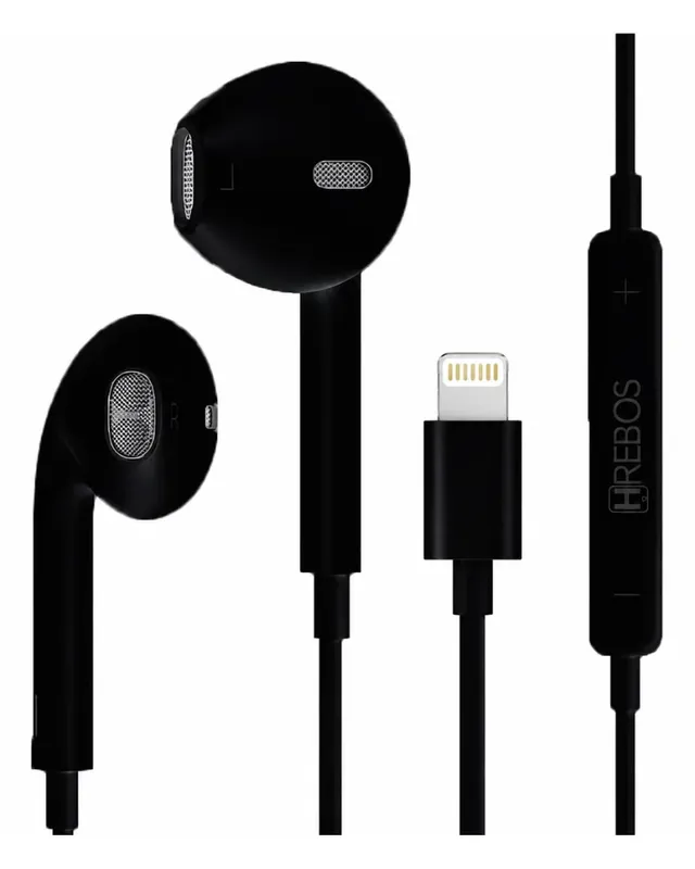 Fone De Ouvido Lightning Compatível Para Iphone 7 8 Plus X Xr 11 12 13 Modelo Hs-62 Cor Preto