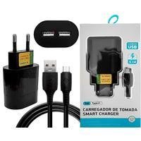 Cabo Playshop Dados e Carga, USB-C, Carregador Fonte Tomada, 2 USB 5.1a, Ultra Rápido, 1 Metro
