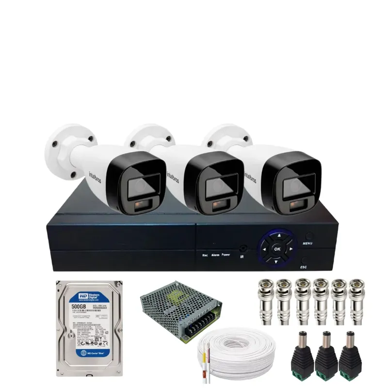 Kit Cftv 2 Câmeras Intelbras 1120b Hd Dvr De 04 Canais Alta Performance Acompanha Hd 500gb No Dvr