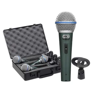 Kit 03 Microfone Mxt Dinamico Pro Bt-58a Metal Com Maleta E Cachimbo