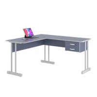 Escrivaninha Para Computador L Com 2 Gavetas Range Azul