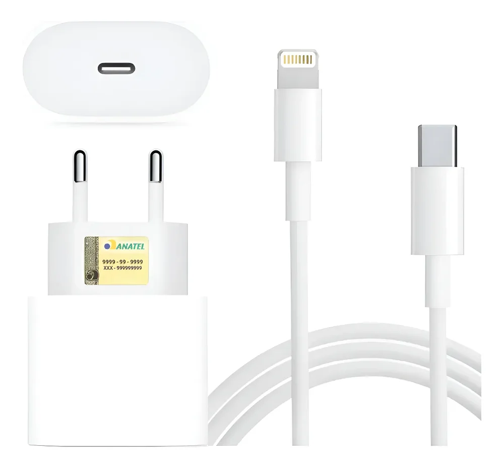 Kit Carregador Fonte Cabo Super Turbo 30w Lightning Branco
