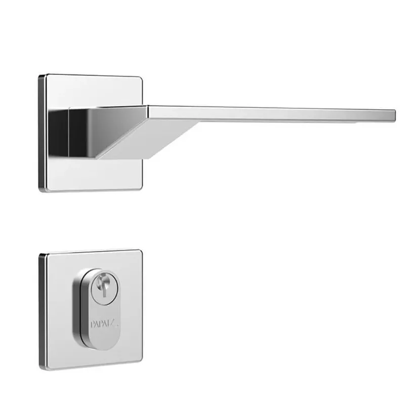 Fechadura Externa 3400 R260 Mz630 40mm Squadreto Roseta Cromado Design Papaiz