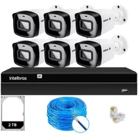 Kit Cftv 6 Câmeras Ip Vipc Intelbras Nvd 1408p Hd 2TB