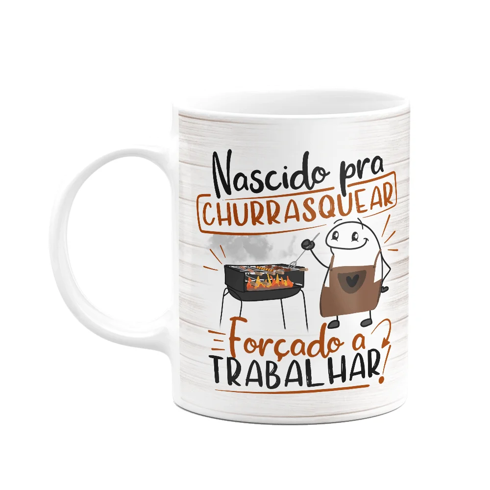 Caneca Flork Nascido Pra Churrasquear 325ml