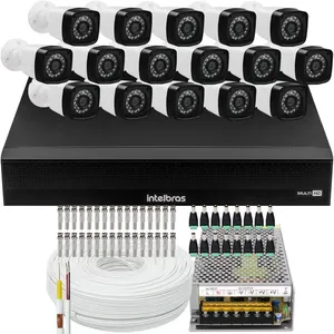 Kit Intelbras, 16 Câmeras 1080p + DVR 16 Canais H.265, Sem HD