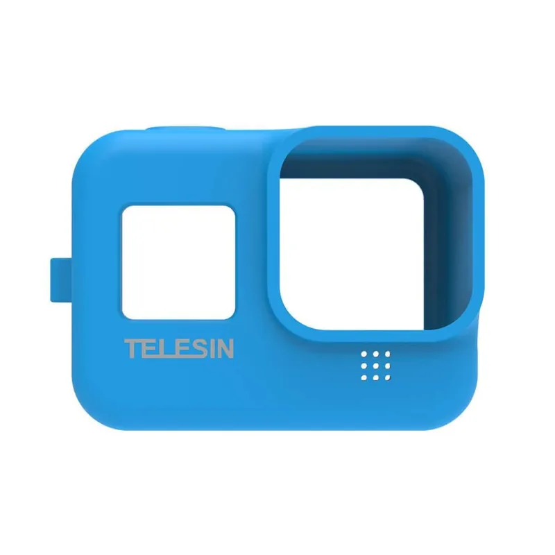 Capa De Silicone Para Gopro Hero 8 Black + Cordão Ajustável Telesin Cor Azul