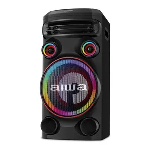 Caixa De Som Torre Aiwa 2300w 2woofers10" Bluetooth RGB Usb Preta Aws-t2w02 Bivolt