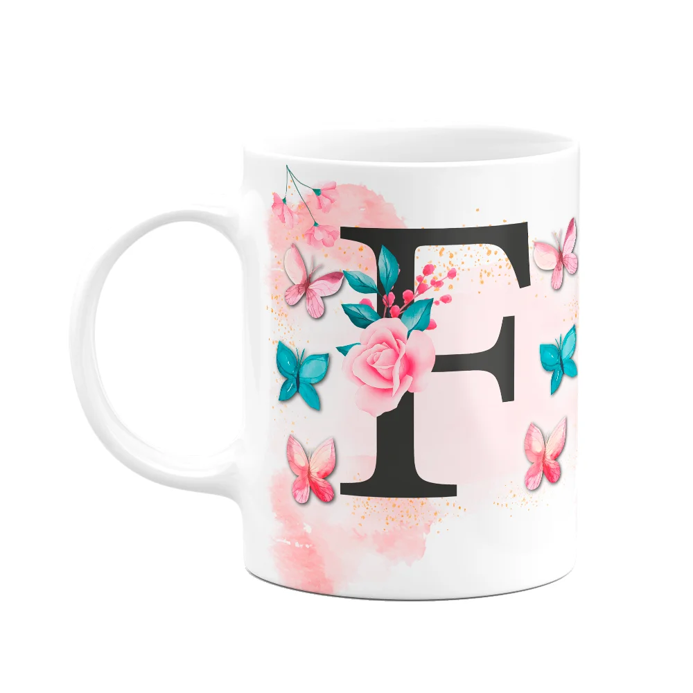 Caneca Butterfly Letra F