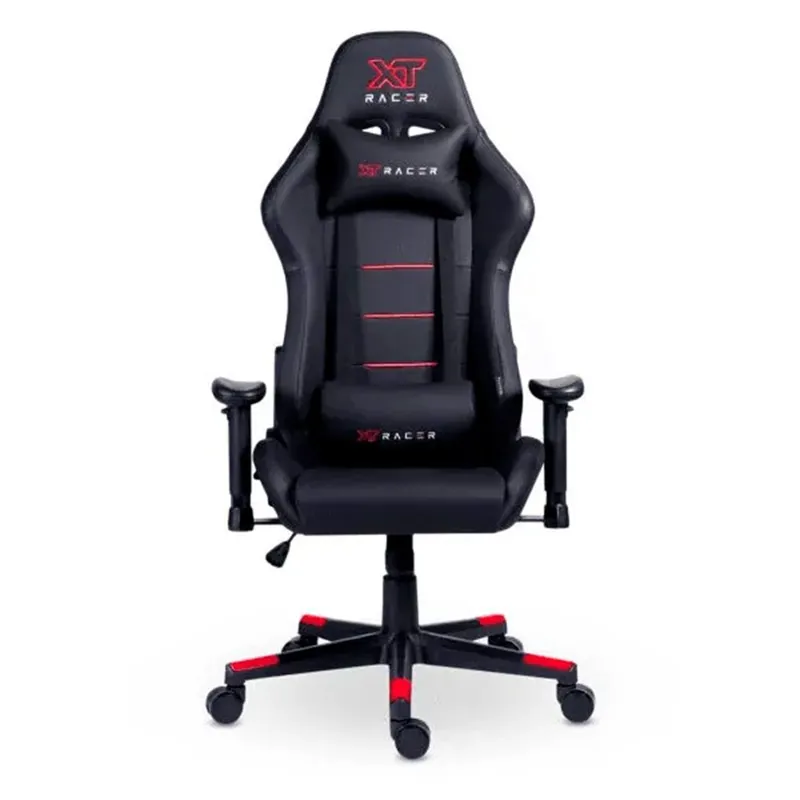 Cadeira Gamer XT Racer Attack, Até 120Kg, Reclinável, Com Almofadas, Cilindro de Gás Classe 4, Couro PU, Preta e Vermelha - XTR-056