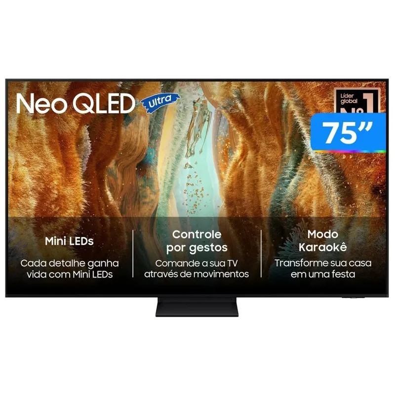 Smart TV 75" Samsung 4K Neo QLED QN70F QN75QN70FAGXZD 120Hz Tizen NQ4 AI Gen2 Bixby Alexa 4 HDMI