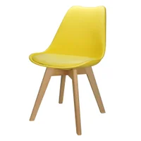Cadeira Charles Eames Leda Luisa Saarinen Design Wood Estofada Base Madeira - Amarela