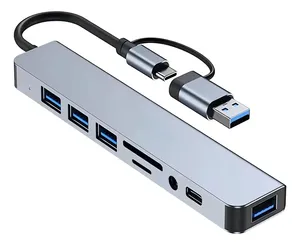 Hub Usb-c 8 Em 1 5gbps Tf+sd Em Alumínio Mst015 - Tomate