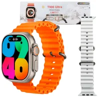 Relógio Smartwatch T900 Ultra 49mm Tela Infinita 2 Pulseiras Cor Da Caixa: Prata.