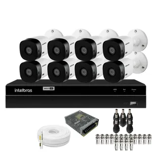 Kit 8 Câmeras Intelbras Bullet 1220b Full Hd Dvr Intelbras 1216-c Mhdx Com Acesso Remoto Sem Hd