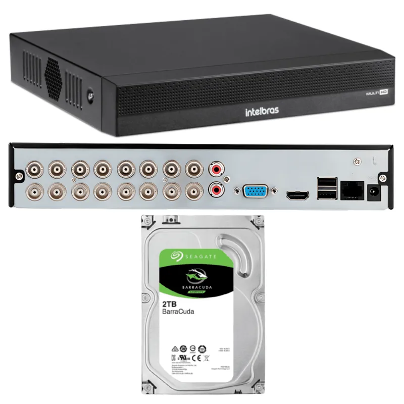 Dvr Intelbras Mhdx 1016c Multi HD De 16 Canais, 1080p Lite + 2 Canais, 6MP, IP + HD 2TB