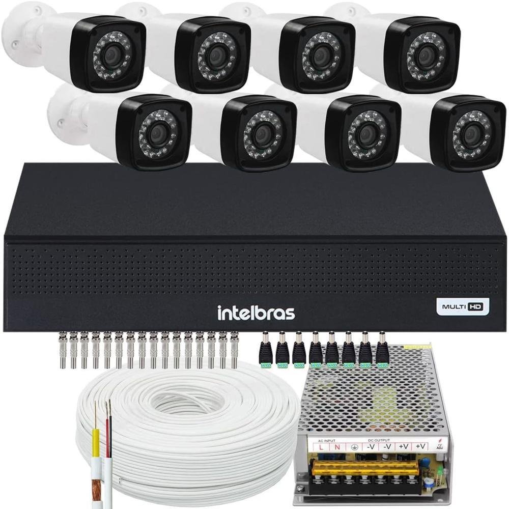 Kit Intelbras Cftv, 08 Câmeras FULL HD + DVR Mhdx 1008-c, Sem HD