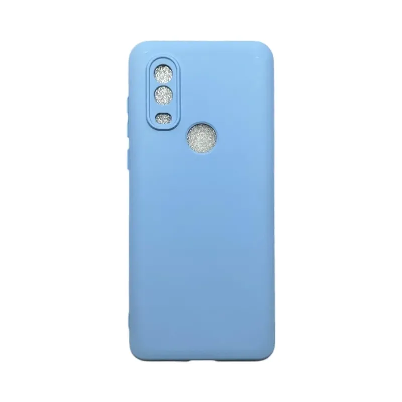 Capa Moto One Vision Silicone Aveludada Protege Câmera Colorida Capinha Anti Impacto Moto One Vision:azul Bebê
