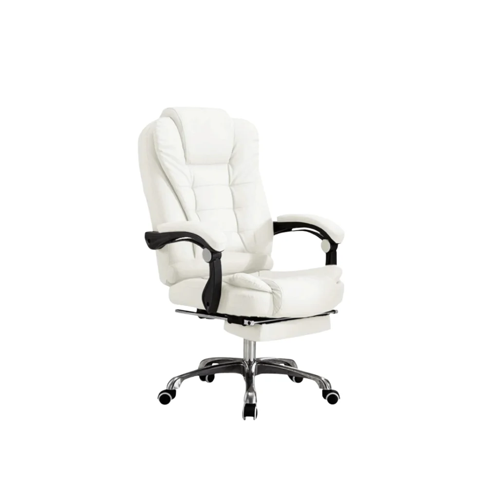 Cadeira De Escritório Presidente Soft Ergonômica Apoio Para Pés - Branco - 1