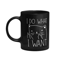 Caneca Divertida Gato - I Do What I Want - Preta