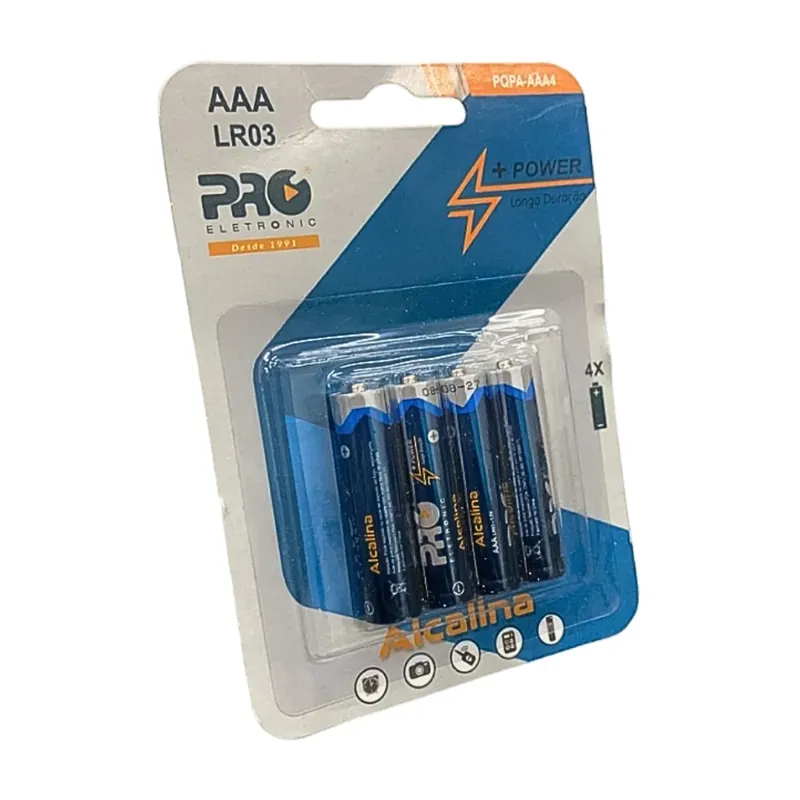 Pilha Alcalina Aaa Proeletronic Pqpa-aaa4, lr03, Com 4 Unidades