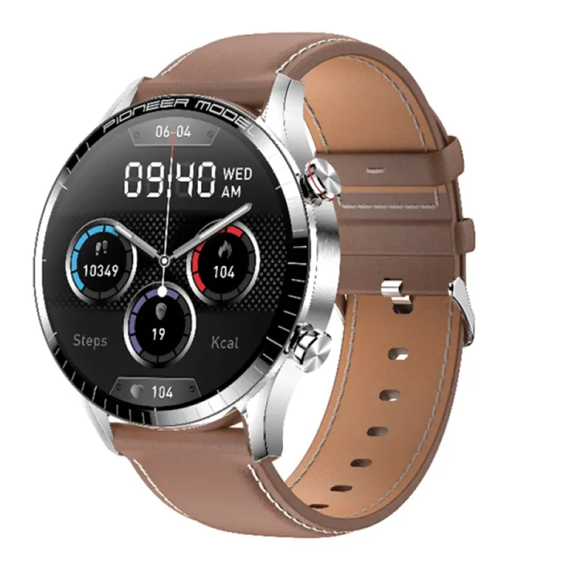 Smartwatch Level Lvw50 Tela AmoLED De 1.3" Compatível Com Ios E Android Gps Notificações Ligação Cor:silver Couro Marrom