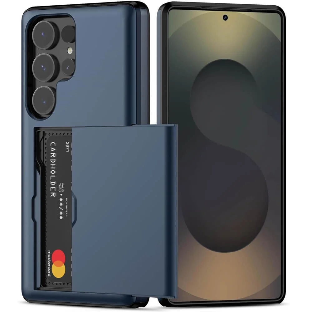 Capa Carteira com Compartimento Espaço para Guardar Cartão de Crédito para o Samsung Galaxy S24 Ultra - Cor: Azul