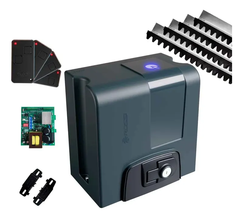 Kit Motor Automatizador De Portão Dz Nano Nitro Rossi 650kg 5 Controles 4m Cremalheira