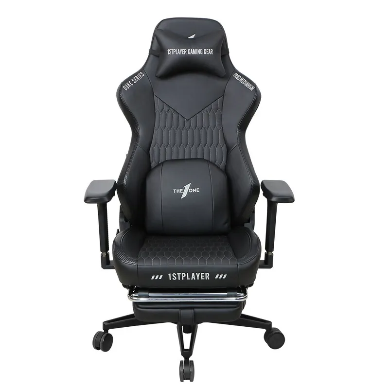 Cadeira Gamer 1STPLAYER DUKE, Até 160kg, Reclinável, Almofadas e Apoio para os Pés, Cilindro de Gás Classe 4, Preta - DUKE-FR-BK