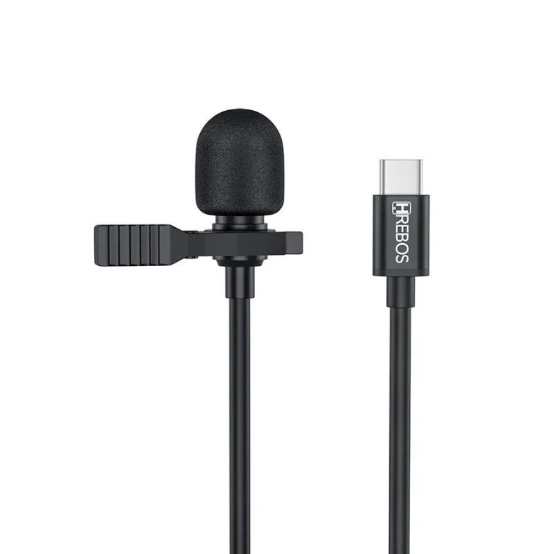 Microfone Hook De Lapela Com Fio Type-c Com Clip De Fivela Fixaçãomodelo- If 031 Cor Preto